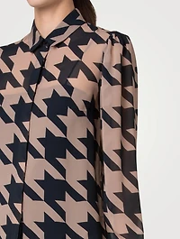 Georgette Shirt Houndstooth Print