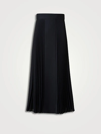 Mixed-Media Pleated Midi Skirt