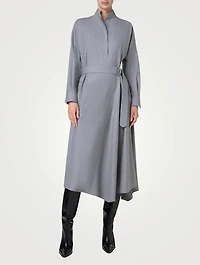 Belted Wool Flannel Shirt Dress