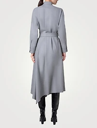 Belted Wool Flannel Shirt Dress