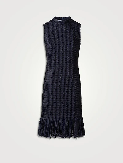 Fringe-Trimmed Tweed Sheath Dress