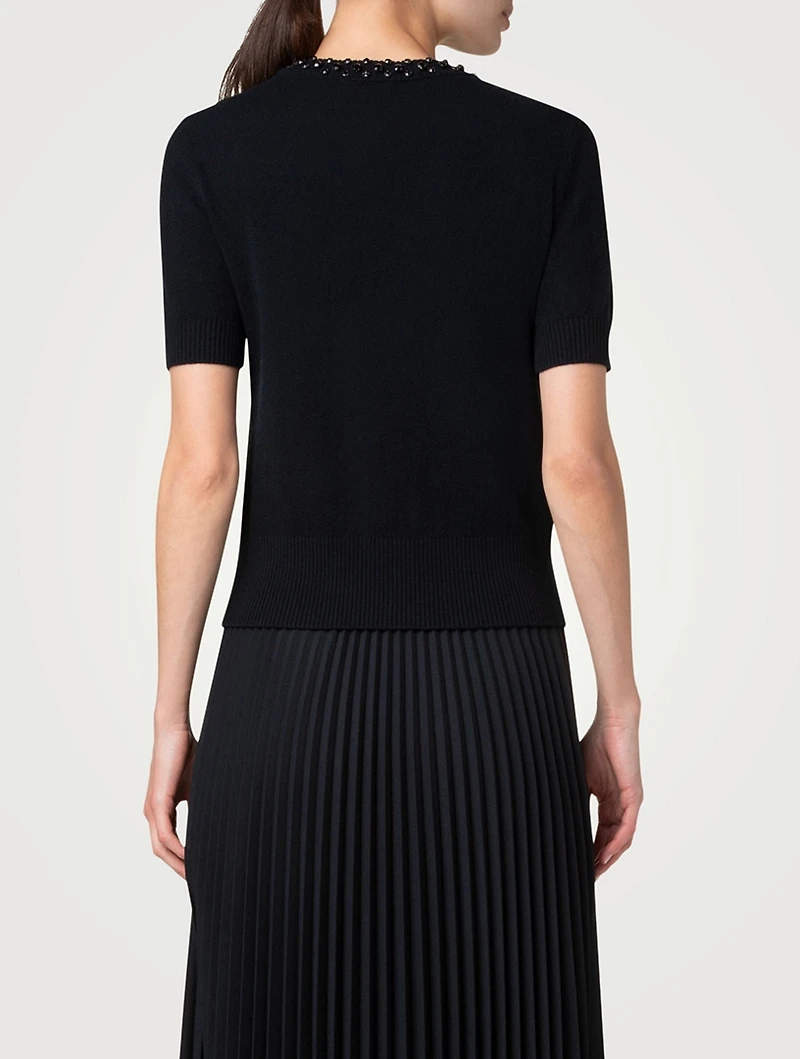 Embellished Short-Sleeve Sweater