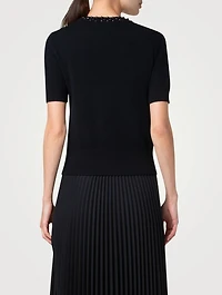 Embellished Short-Sleeve Sweater