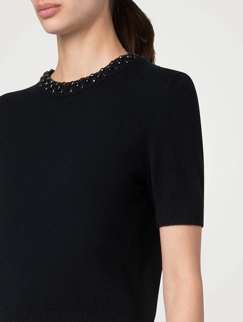 Embellished Short-Sleeve Sweater