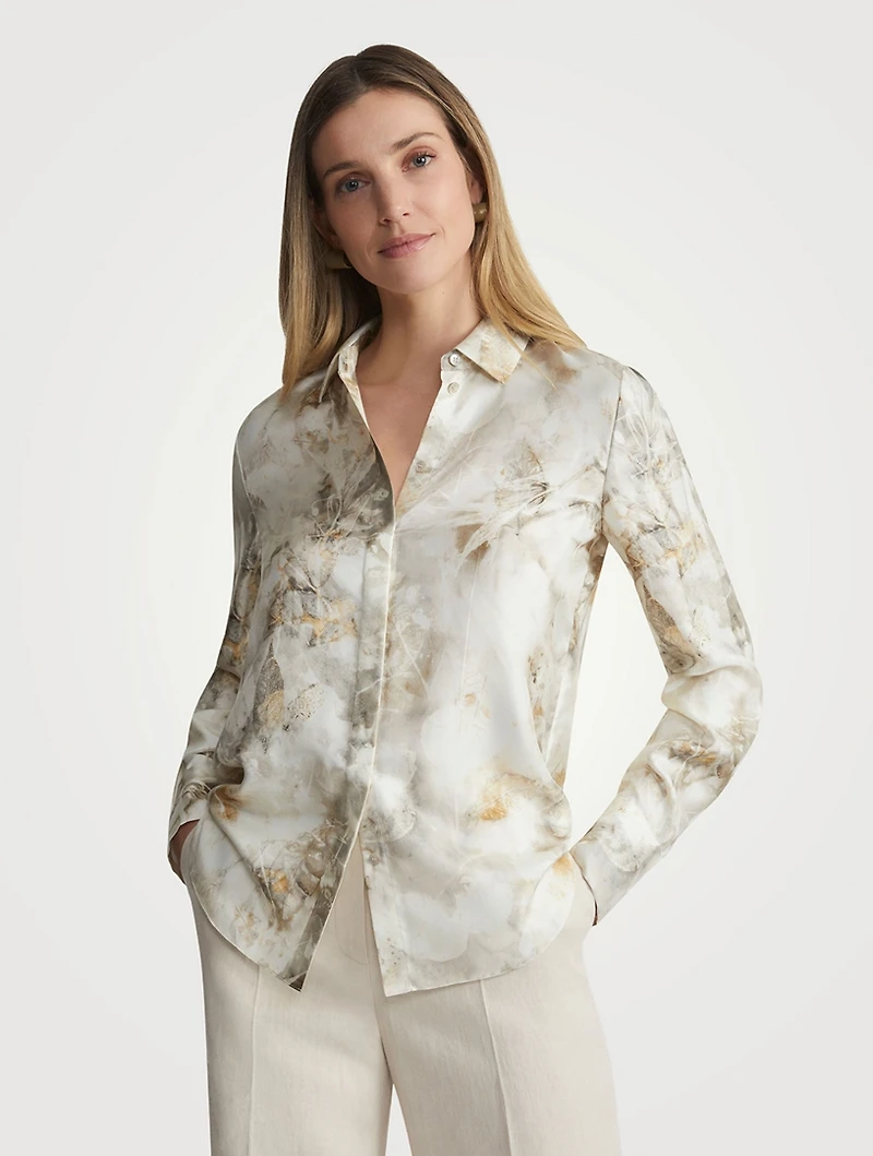 Scottie Silk Shirt Eco Fern Print