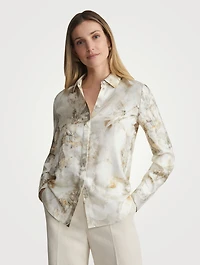Scottie Silk Shirt Eco Fern Print