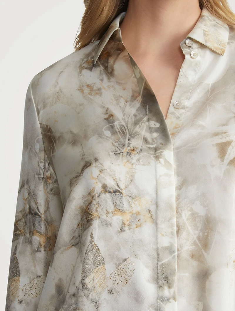 Scottie Silk Shirt Eco Fern Print