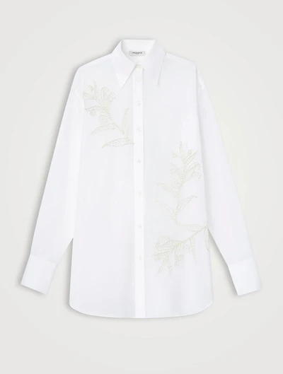 Flora-Embroidered Cotton Voile Shirt