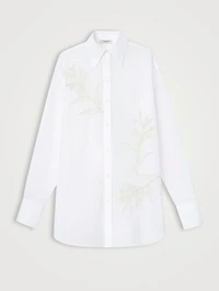 Flora-Embroidered Cotton Voile Shirt