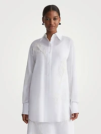 Flora-Embroidered Cotton Voile Shirt