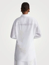 Flora-Embroidered Cotton Voile Shirt