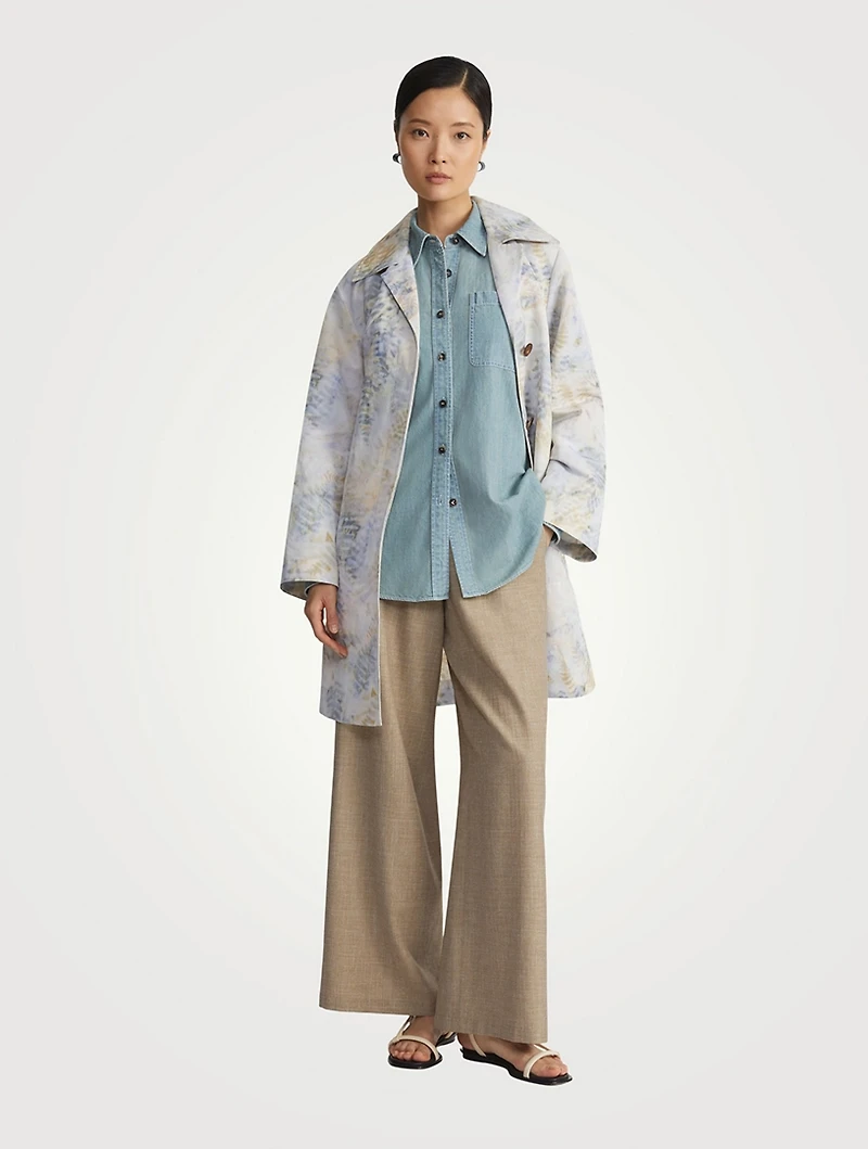 Linen-Blend Coat Eco Fern Print