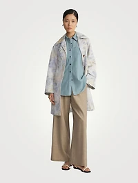Linen-Blend Coat Eco Fern Print