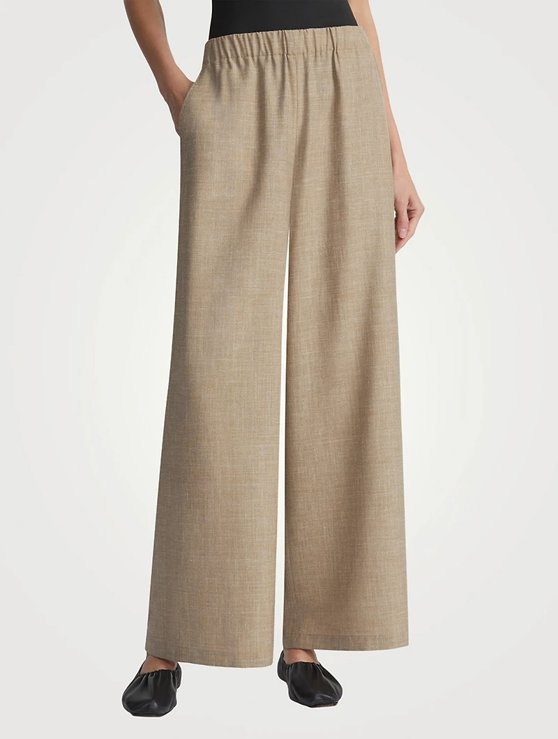 Riverside Tropical Wool Wide-Leg Trousers