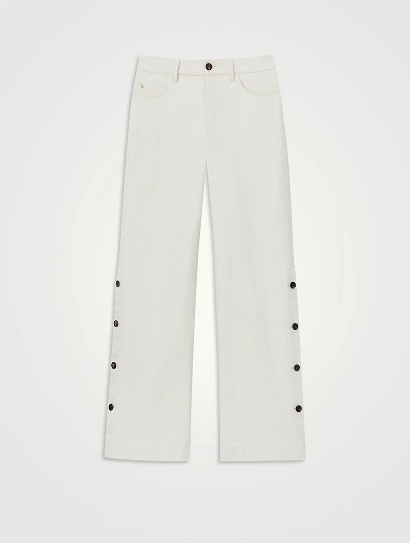 Wyckoff Button-Trimmed Wide-Leg Jeans