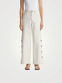 Wyckoff Button-Trimmed Wide-Leg Jeans