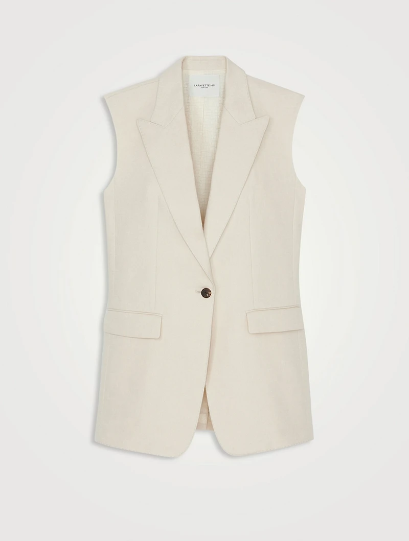 Single-Breasted Linen Vest