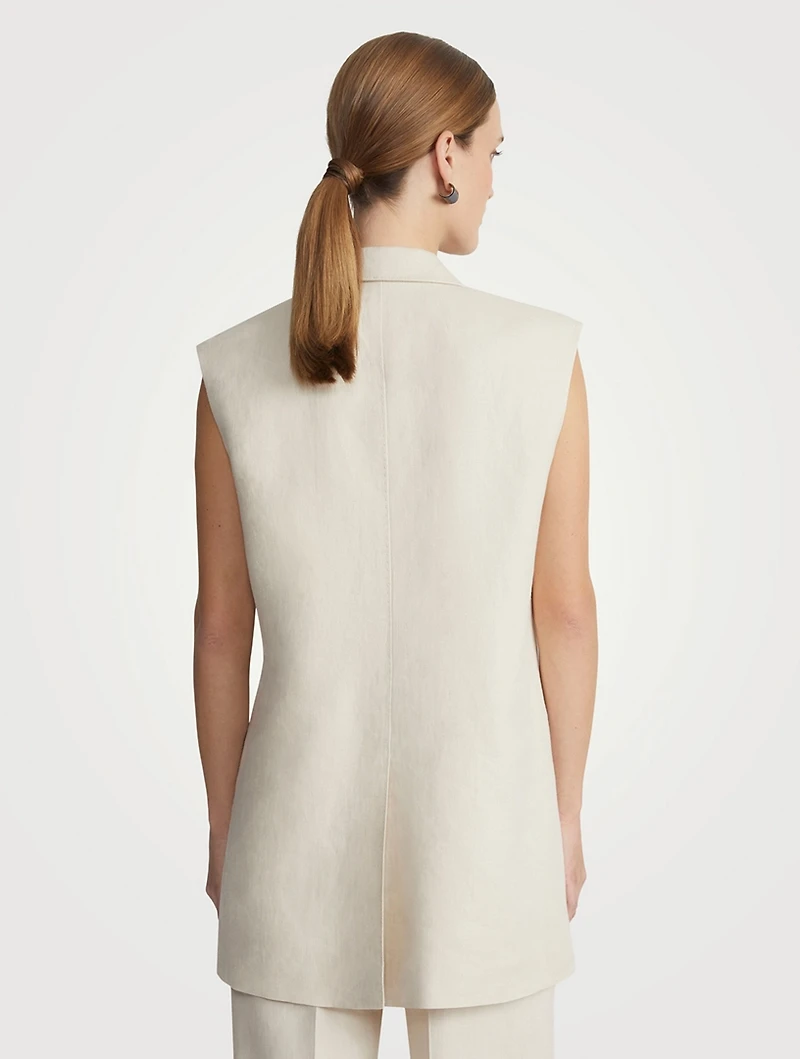 Single-Breasted Linen Vest