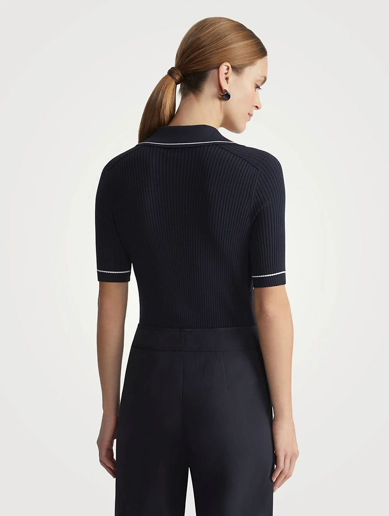 Rib-Knit Polo Shirt
