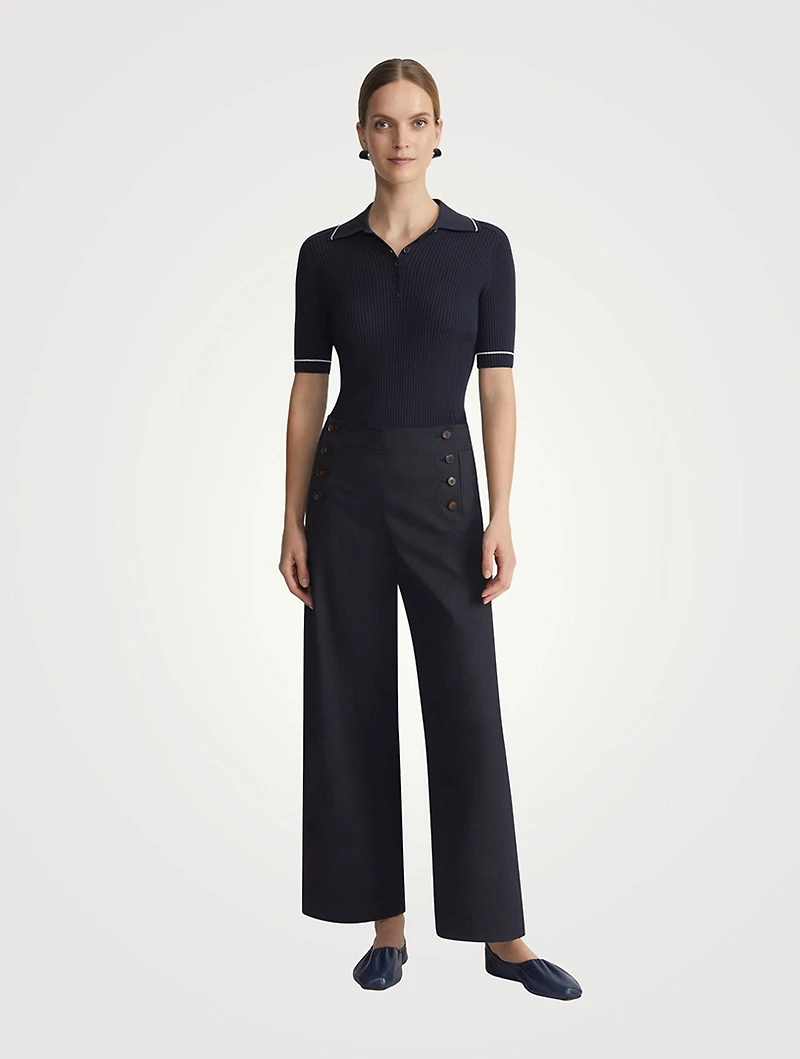 Rib-Knit Polo Shirt