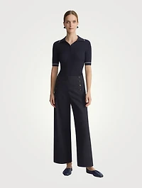 Rib-Knit Polo Shirt