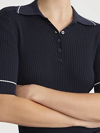 Rib-Knit Polo Shirt
