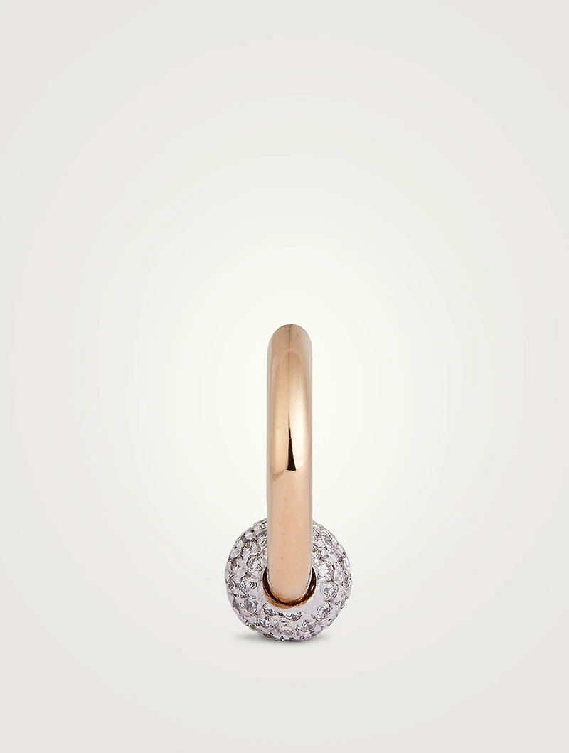 Piercing 14K Gold Pavé Ball Earring With Diamonds