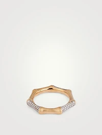 Bamboo 14K Gold Ring With Diamonds