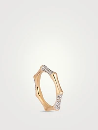 Bamboo 14K Gold Ring With Diamonds