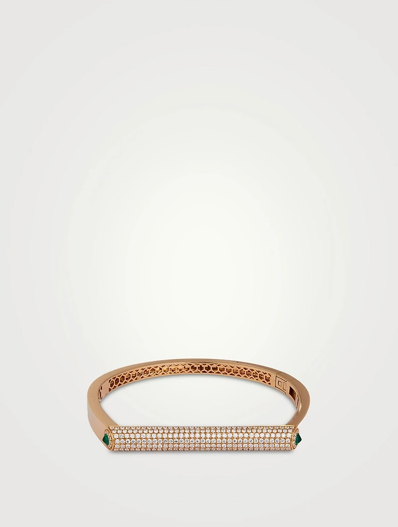 Grace 14K Gold Bangle With Diamonds And Emeralds