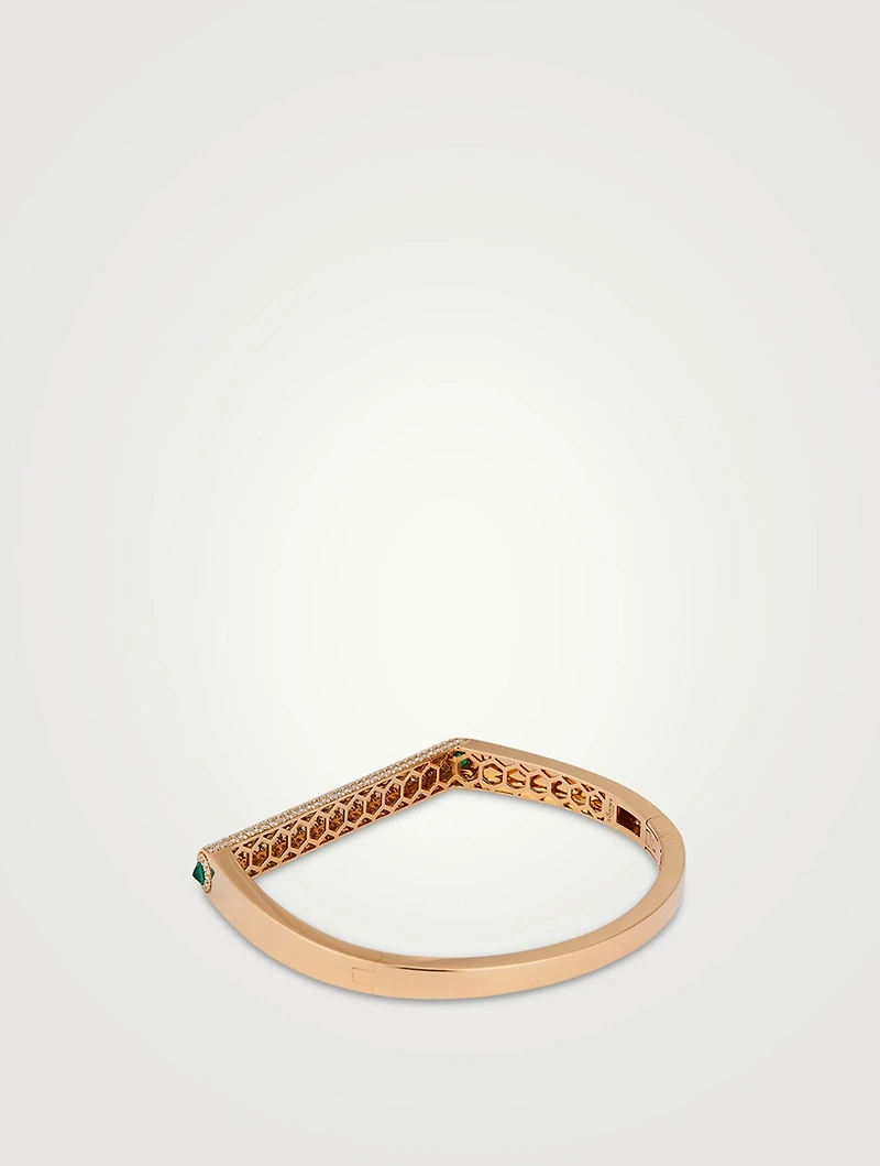 Grace 14K Gold Bangle With Diamonds And Emeralds