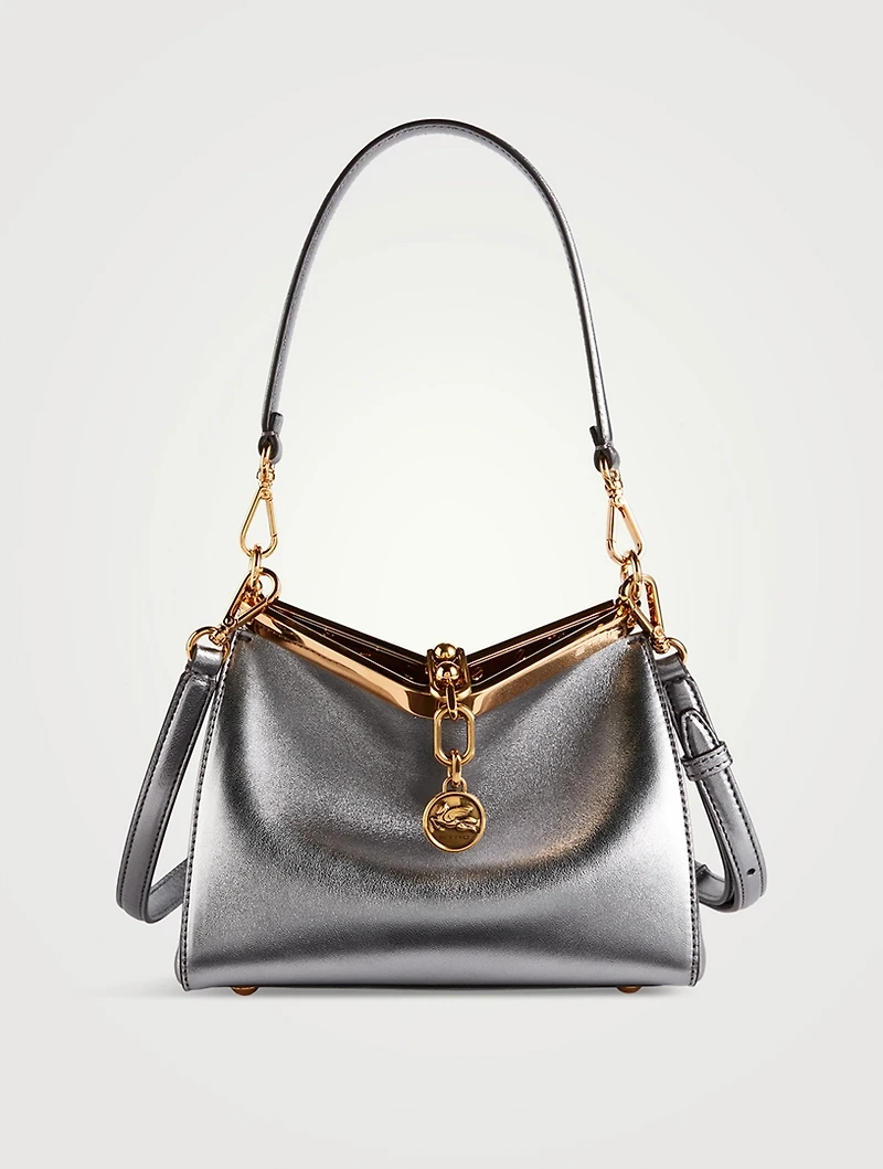 Mini Vela Metallic Leather Shoulder Bag