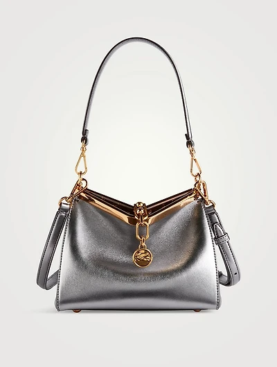Mini Vela Metallic Leather Shoulder Bag