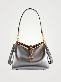 Mini Vela Metallic Leather Shoulder Bag
