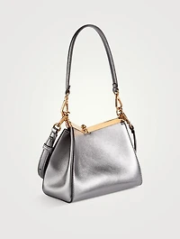Mini Vela Metallic Leather Shoulder Bag