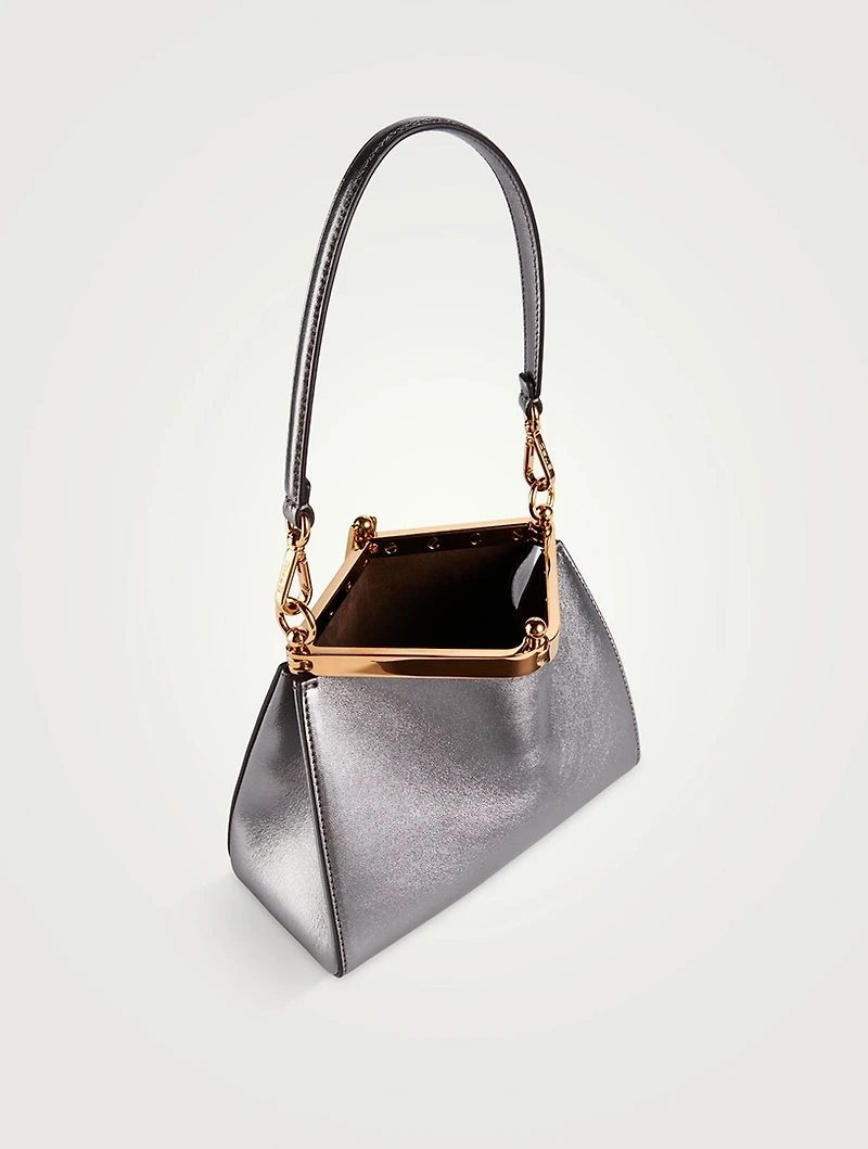 Mini Vela Metallic Leather Shoulder Bag