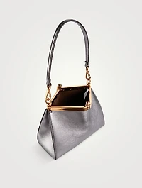 Mini Vela Metallic Leather Shoulder Bag