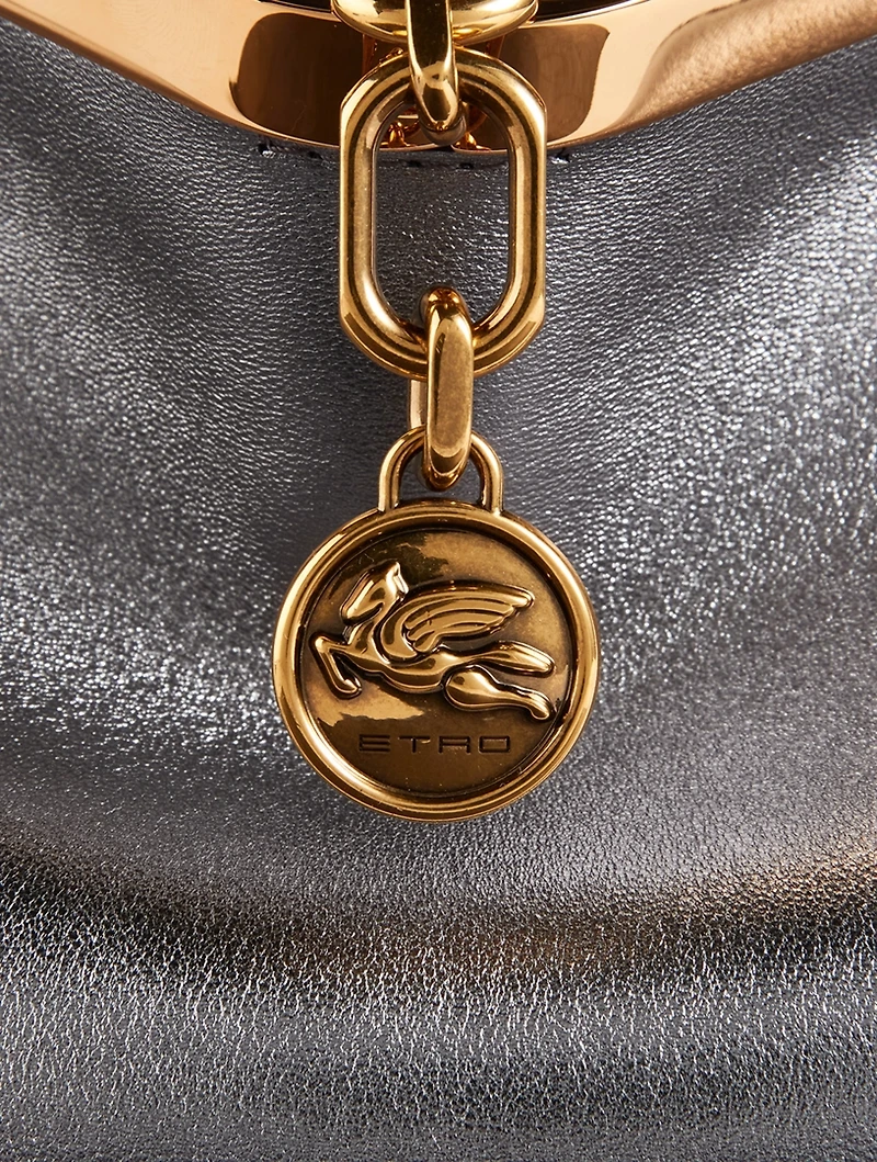 Mini Vela Metallic Leather Shoulder Bag