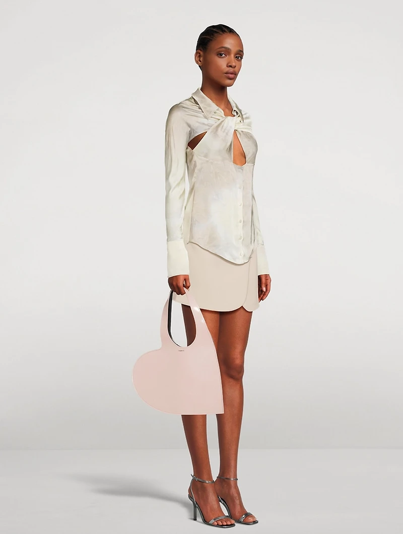 Mini Heart Gloss Leather Tote Bag