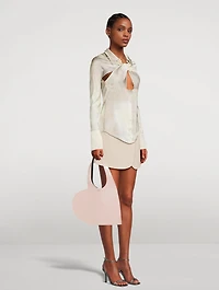 Mini Heart Gloss Leather Tote Bag