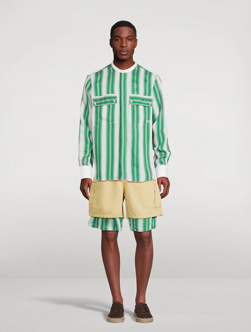 Cadence Silk-Blend Shirt Striped Print