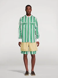 Cadence Silk-Blend Shirt Striped Print
