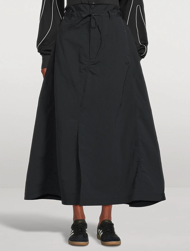 Crinkle Nylon Midi Skirt