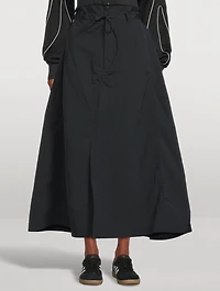 Crinkle Nylon Midi Skirt
