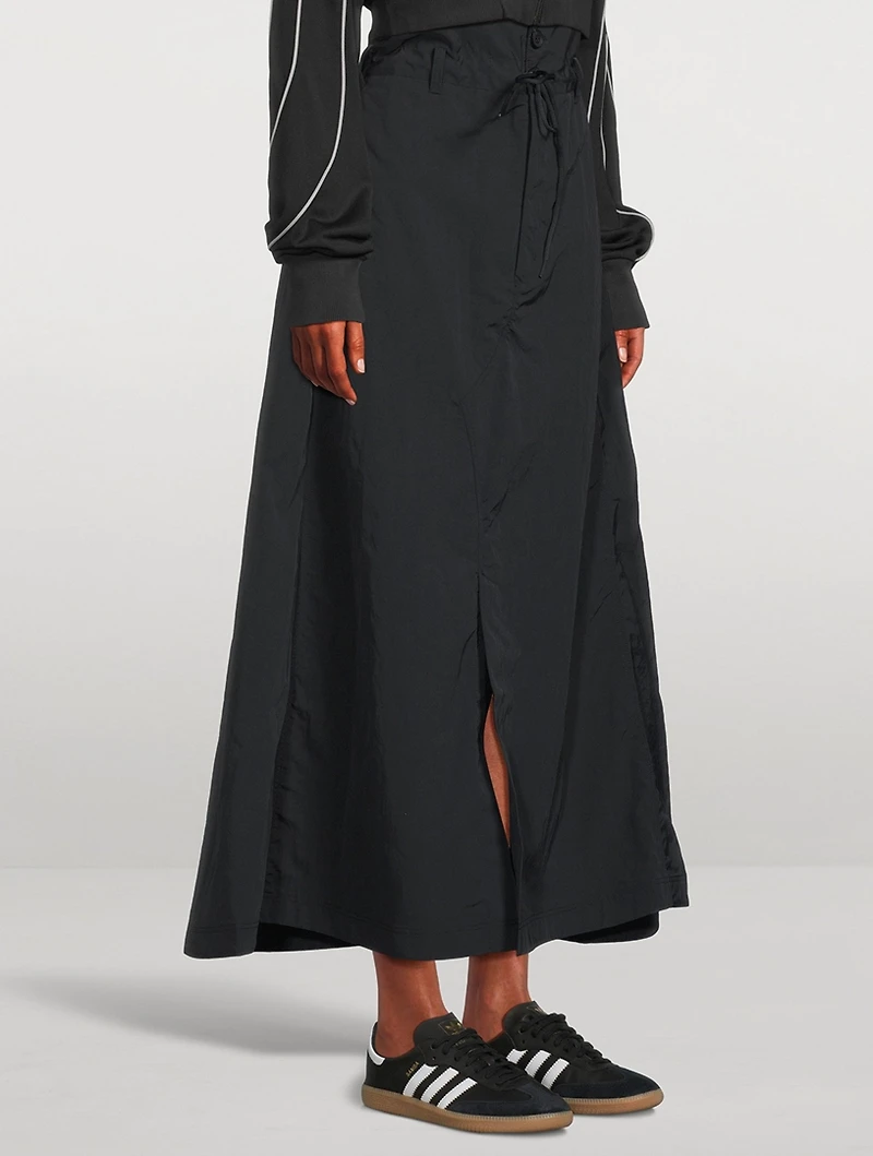 Crinkle Nylon Midi Skirt