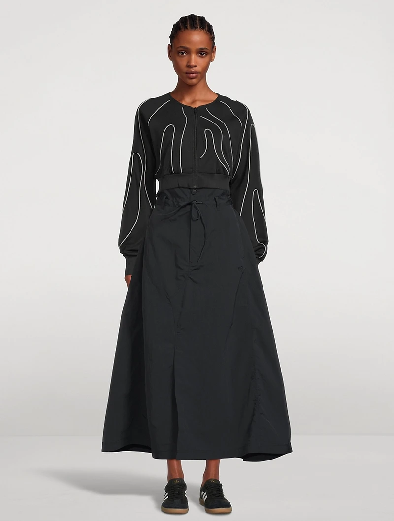 Crinkle Nylon Midi Skirt