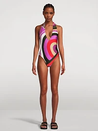 One-Piece Halter Swimsuit Iride Print