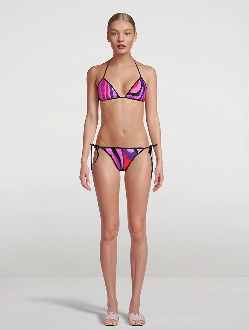Side-Tie Bikini Bottom Marmo Print