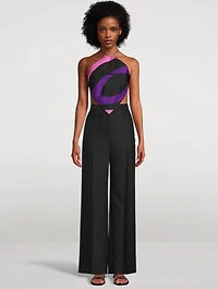 Silk Twill Halter Top Marmo Print
