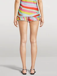 Printed Silk Twill Shorts